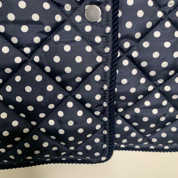 KULE Blue White Polka Dot Quilted Barn Coat Sz Small Like New - Picture 3 of 7